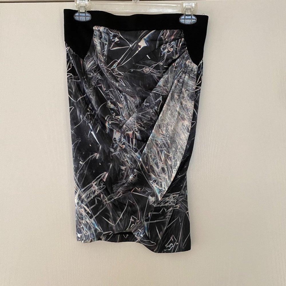 helmut lang silk faux wrap skirt